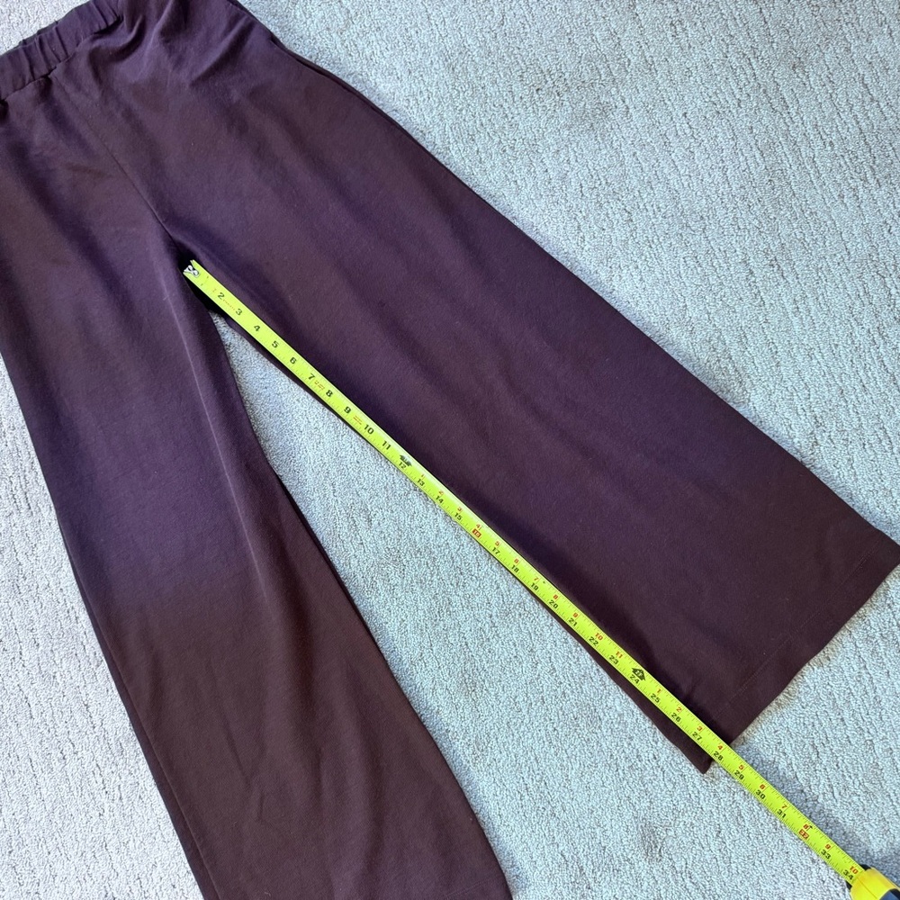 Zara Brown Wide Leg Pants Elastic Waist Pockets Pull On Size Small - Picture 10 of 11